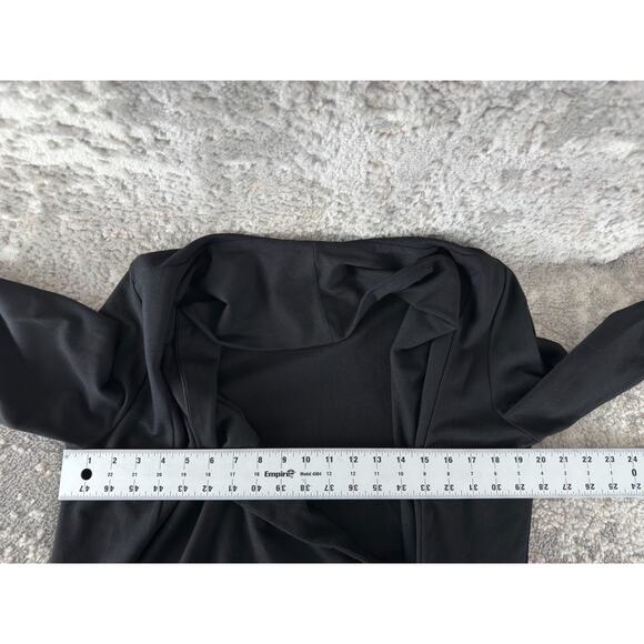 Winter Silks Size S Minimalist Stretch Cardigan Black Zip Long Sleeve V Neck - Picture 4 of 7
